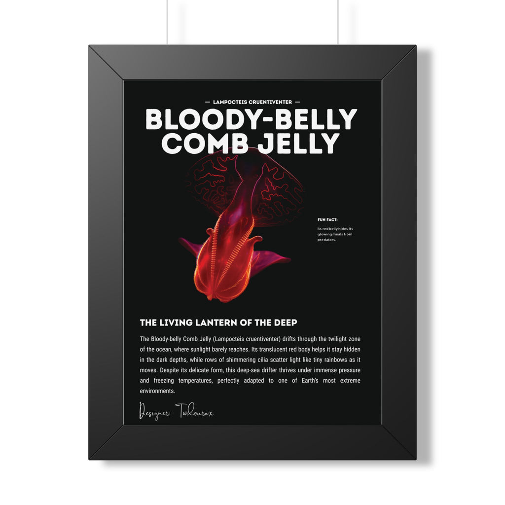 Bloody-Belly Comb Jelly Framed Poster | Deep-Sea Bioluminescent Wall Art