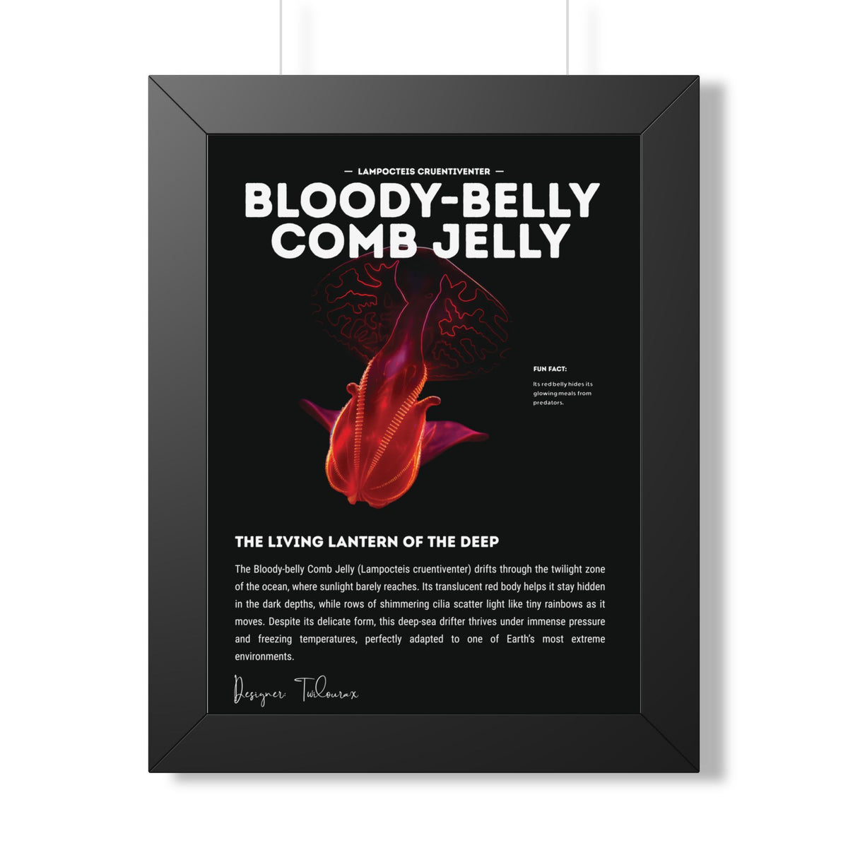 Bloody-Belly Comb Jelly Framed Poster | Deep-Sea Bioluminescent Wall Art