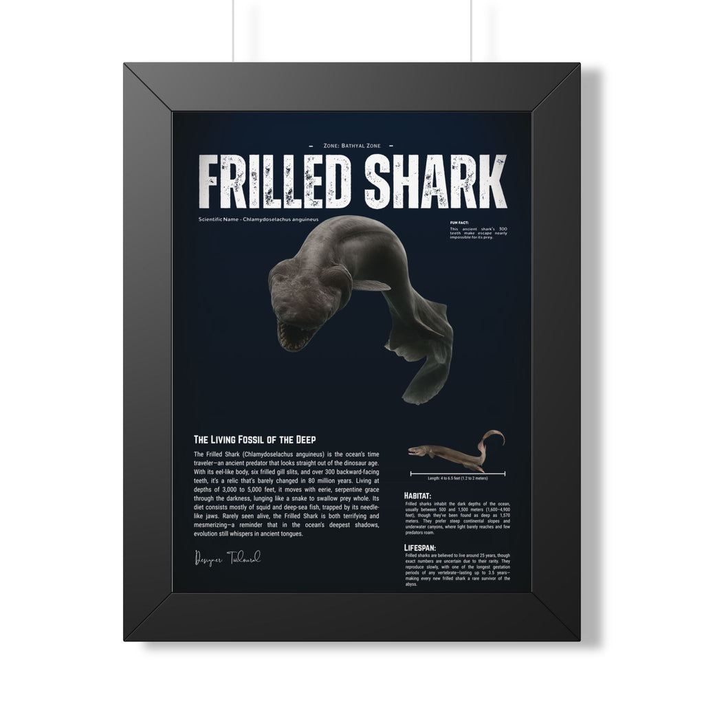 Frilled Shark Framed Poster | Prehistoric Shark Wall Art