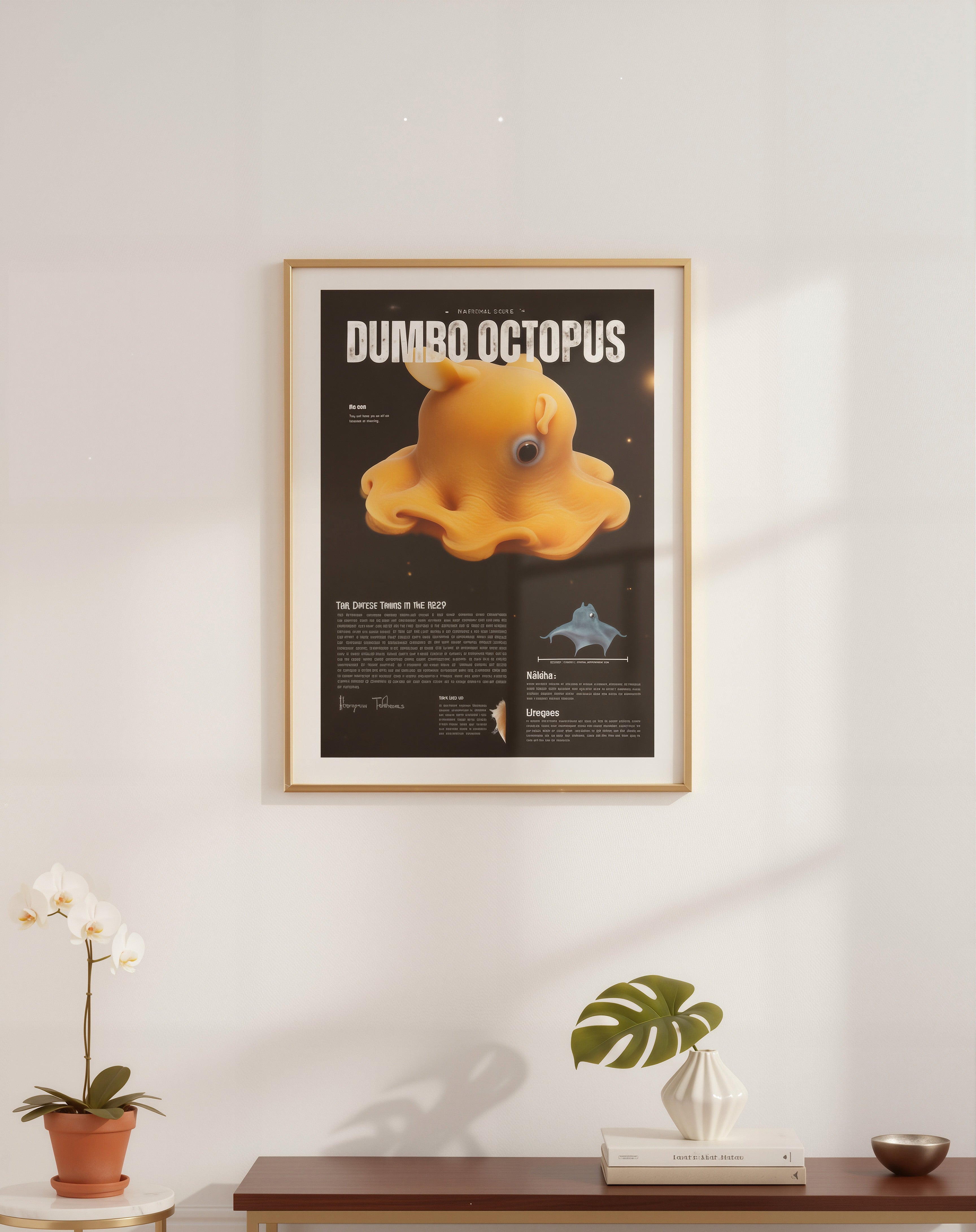 Dumbo Octopus Poster | Deep-Sea Cephalopod Anatomy Art | Matte Finish Vertical Wall Print