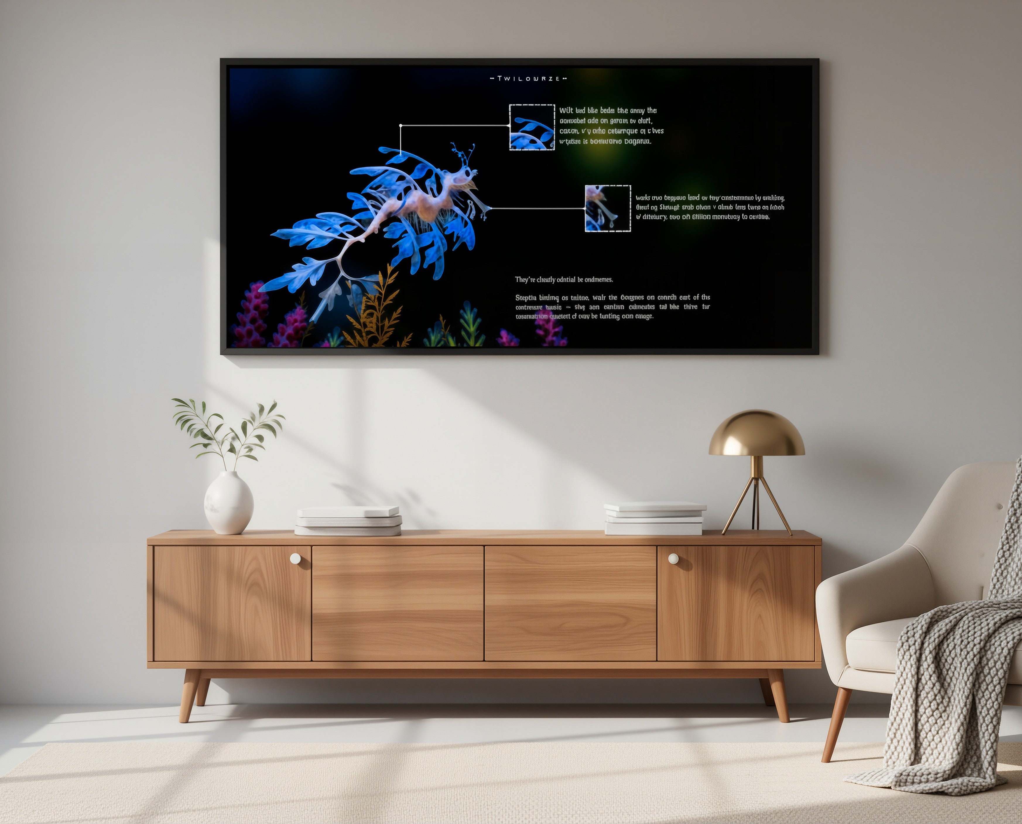 Leafy Sea Dragon Horizontal Poster | Marine Anatomy Wall Art | Scientific Ocean Illustration | Matte Archival Print