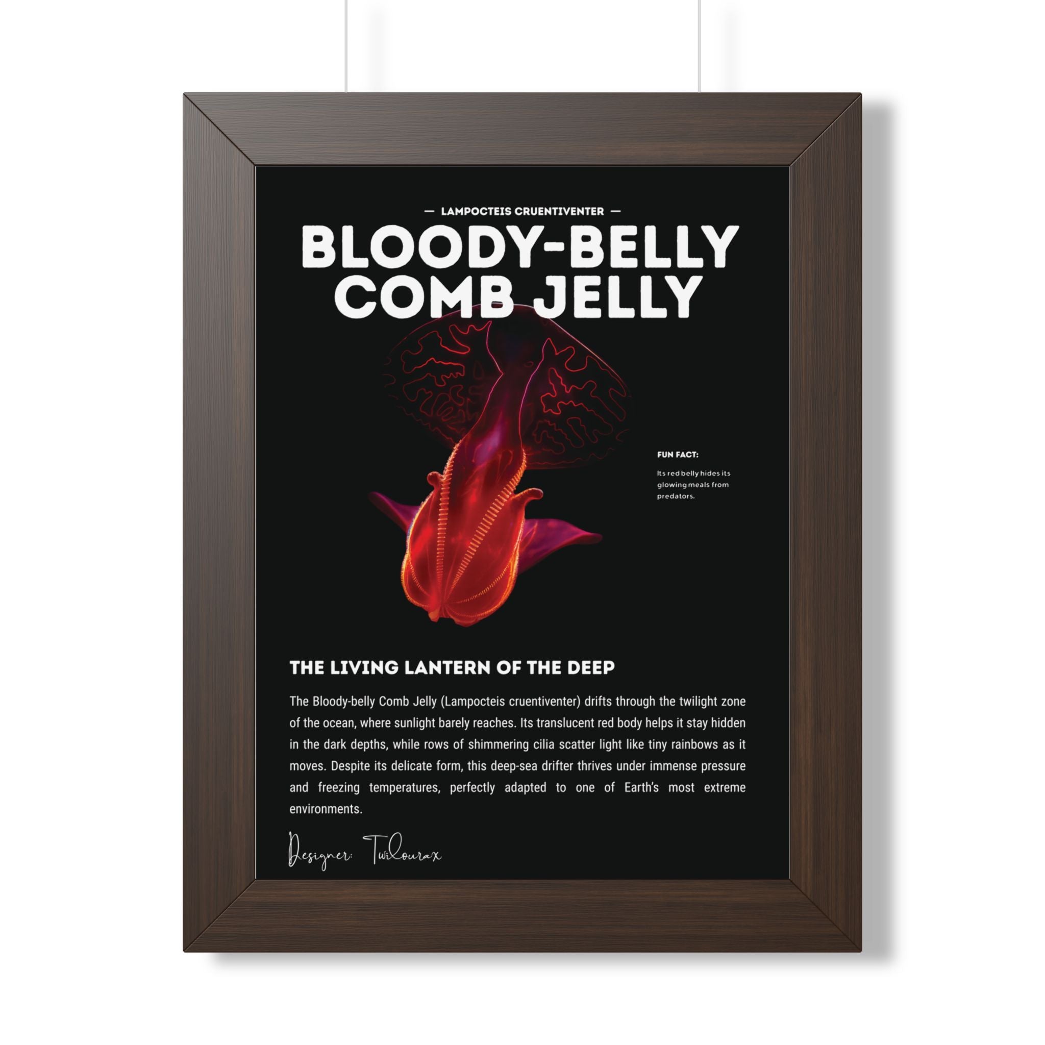 Bloody-Belly Comb Jelly Framed Poster | Deep-Sea Bioluminescent Wall Art