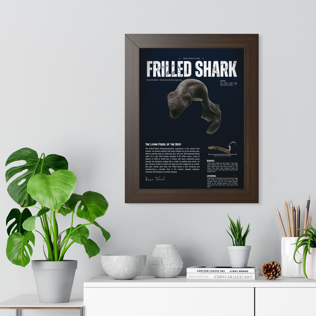 Frilled Shark Framed Poster | Prehistoric Shark Wall Art