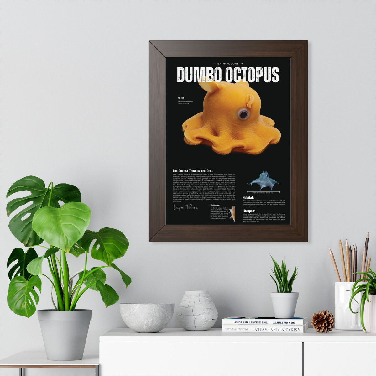 Dumbo Octopus Framed Poster | Marine Biology Wall Art