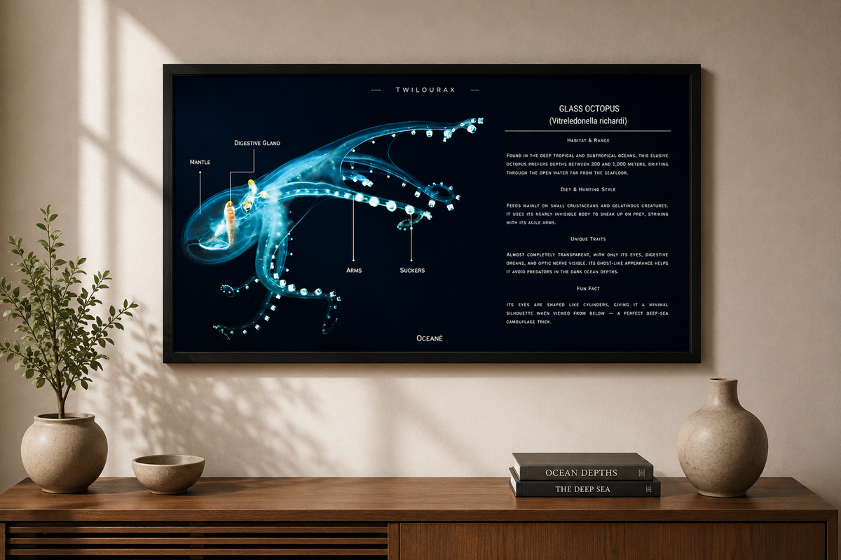 Glass Octopus Poster | Transparent Deep-Sea Wall Art