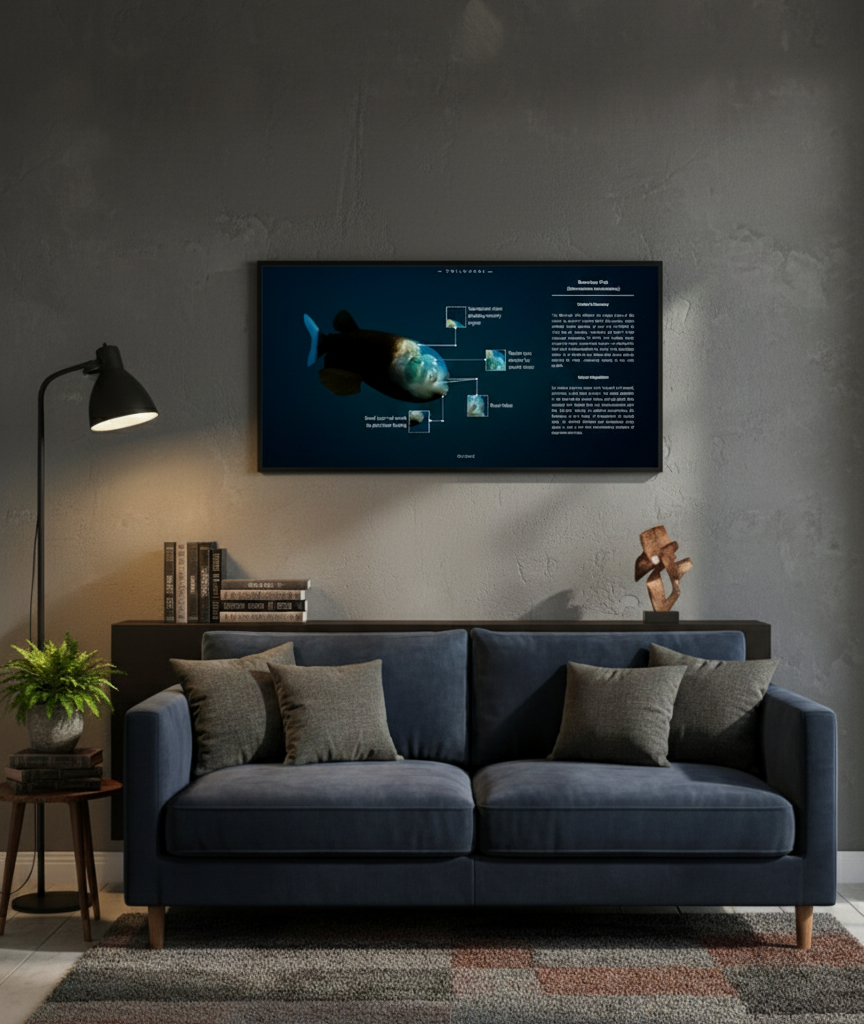 Barreleye Fish Poster | Deep Sea Anatomy Study Print | Matte Finish Horizontal Poster
