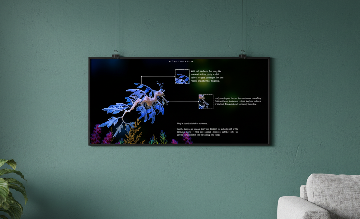 Leafy Sea Dragon Horizontal Poster | Marine Anatomy Wall Art | Scientific Ocean Illustration | Matte Archival Print