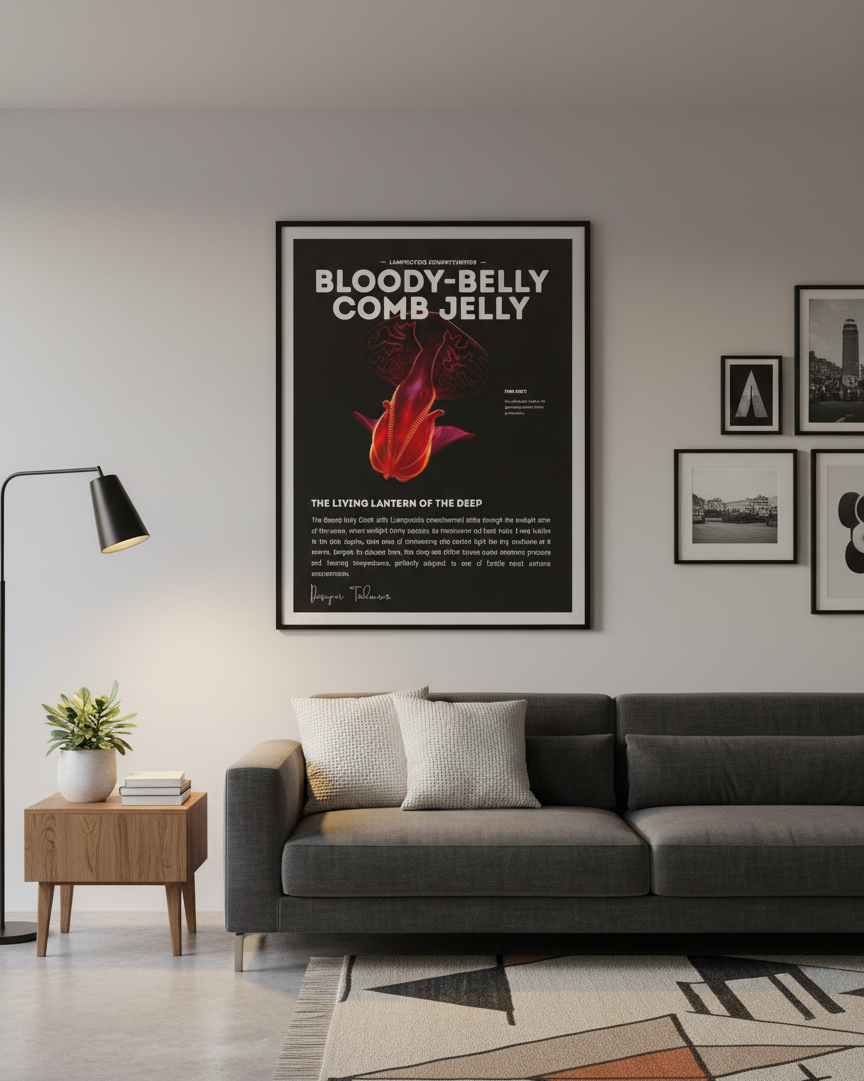 Bloody-Belly Comb Jelly Poster | Deep-Sea Ctenophore Anatomy Wall Art | Marine Biology Print