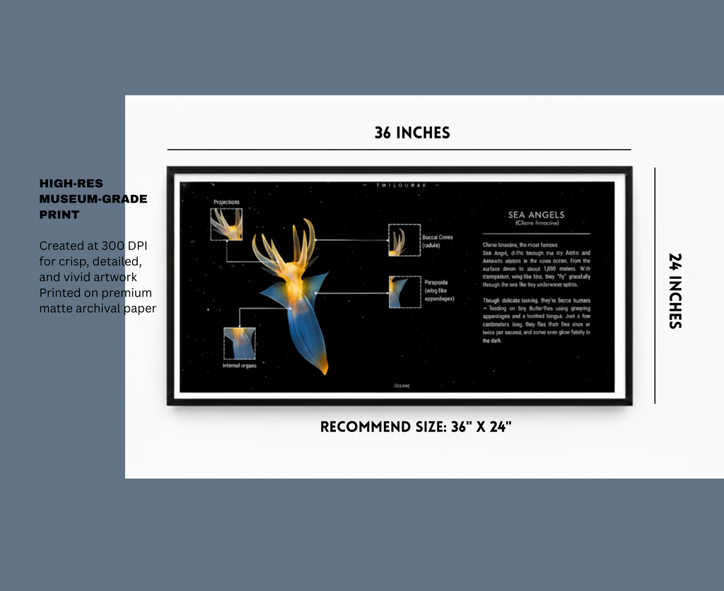Sea Angels Poster | Arctic Marine Anatomy Art | Matte Finish Horizontal Wall Print