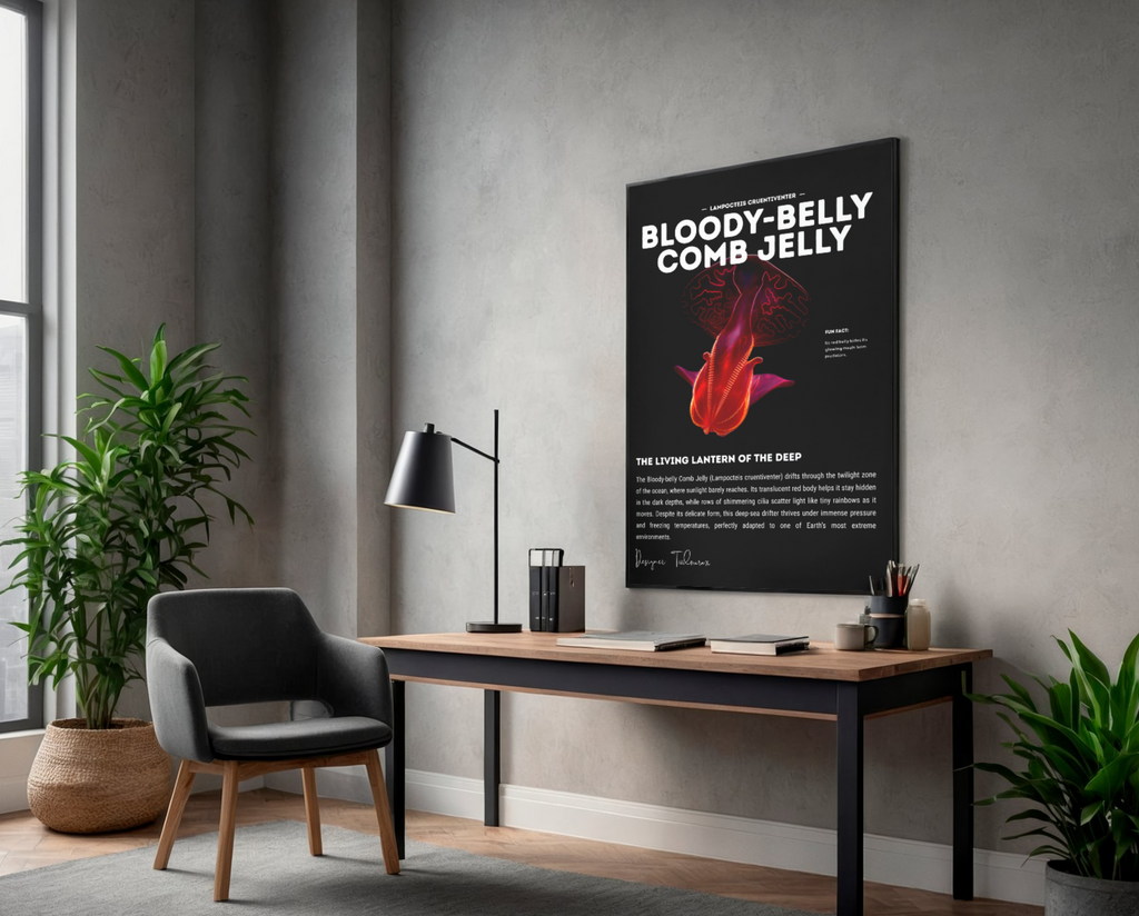 Bloody-Belly Comb Jelly Poster | Deep-Sea Ctenophore Anatomy Wall Art | Marine Biology Print