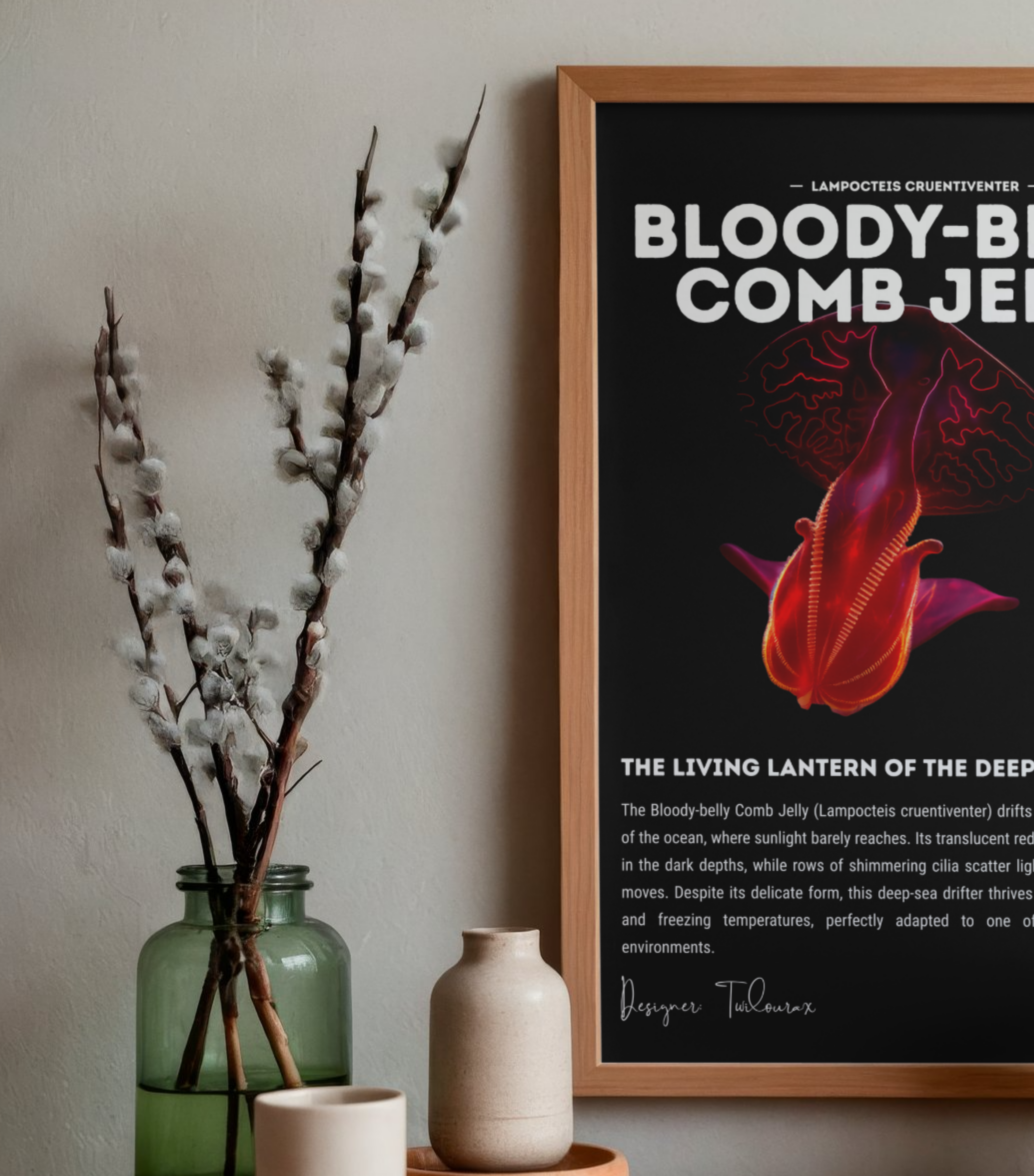 Bloody-Belly Comb Jelly Poster | Deep-Sea Ctenophore Anatomy Wall Art | Marine Biology Print