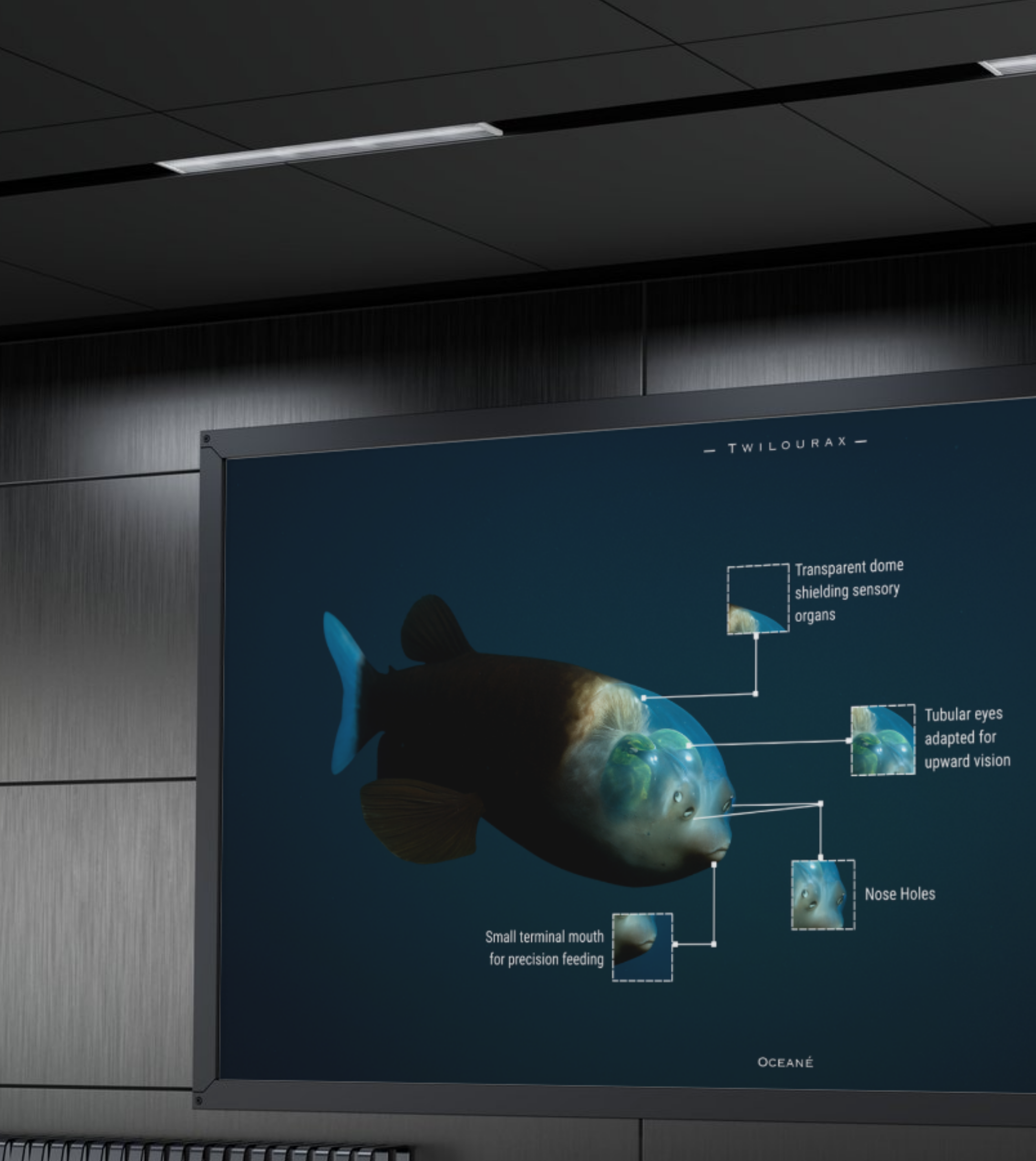 Barreleye Fish Poster | Deep Sea Anatomy Study Print | Matte Finish Horizontal Poster