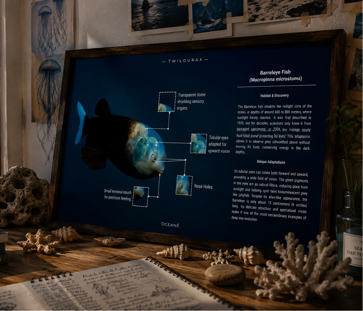 Barreleye Fish Poster | Deep-Sea Anatomy Wall Art
