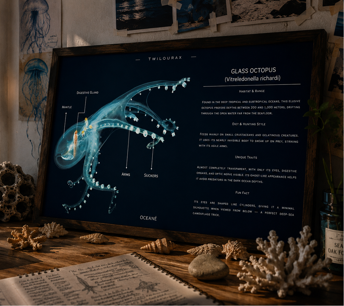 Glass Octopus Poster | Transparent Deep-Sea Wall Art