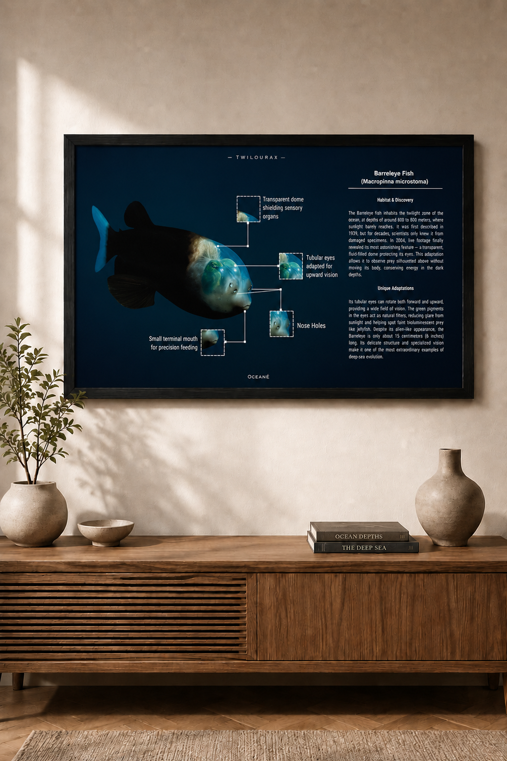Barreleye Fish Poster | Deep-Sea Anatomy Wall Art