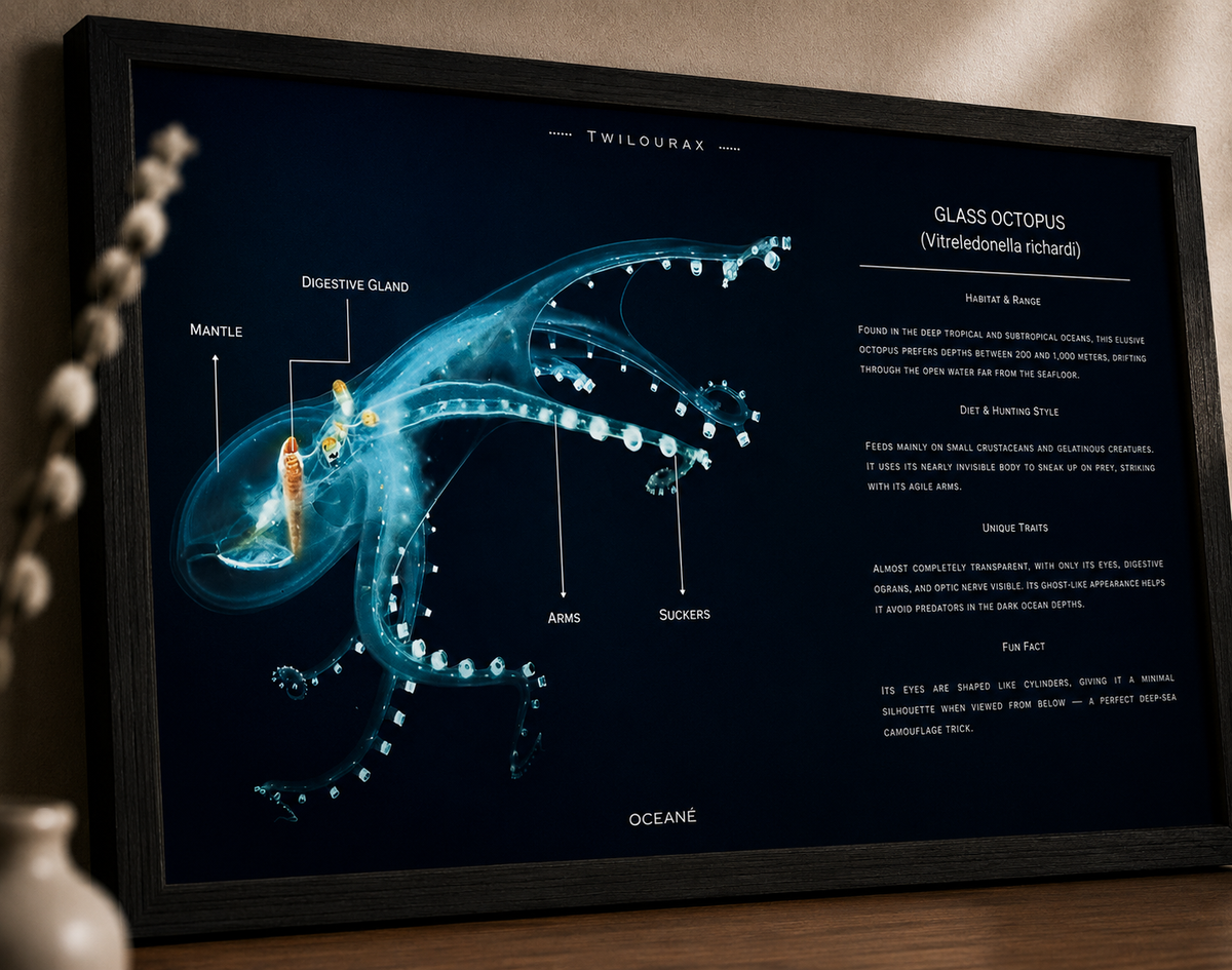 Glass Octopus Poster | Transparent Deep-Sea Wall Art